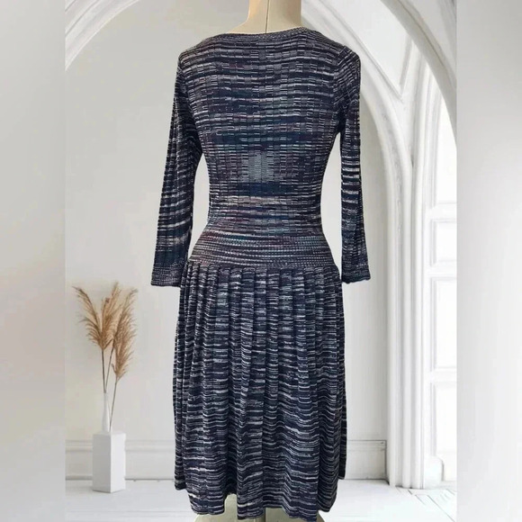 050 Just Taylor | NWOT Purple Teal Multicolor Knit Fit & Flare Dress (Size S) - Picture 2 of 9